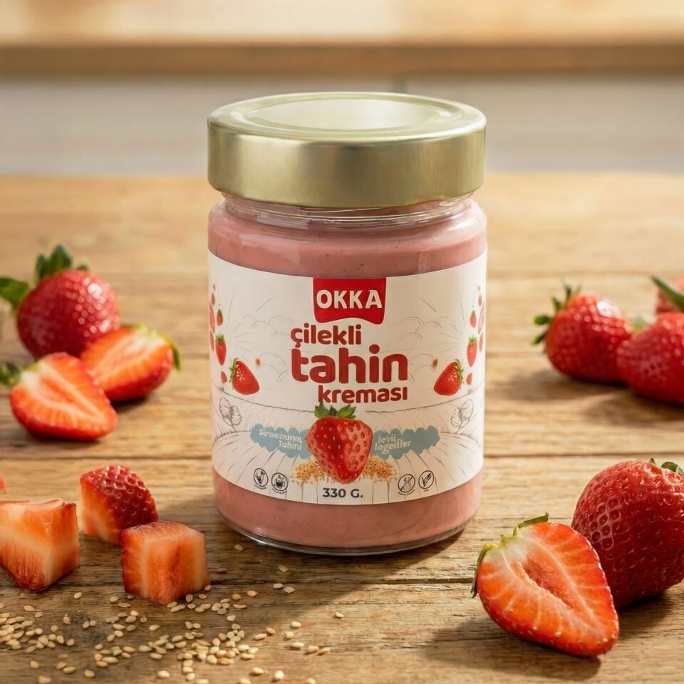 ÇİLEKLİ TAHİN KREMASI 330 GR